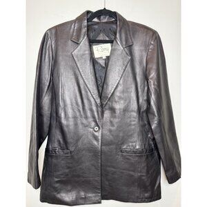 Remy Leather Jacket Women Black Lined Soft Blazer Vtg Y2K Made In USA Small